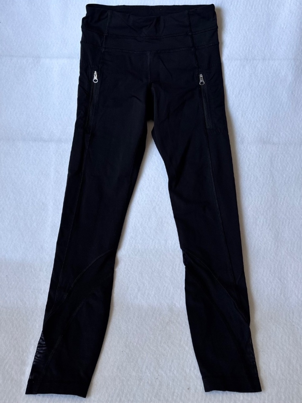 Lululemon Inspire Tight II Black Mesh Zipper Pocket Leggings Waist 11 Rise 9